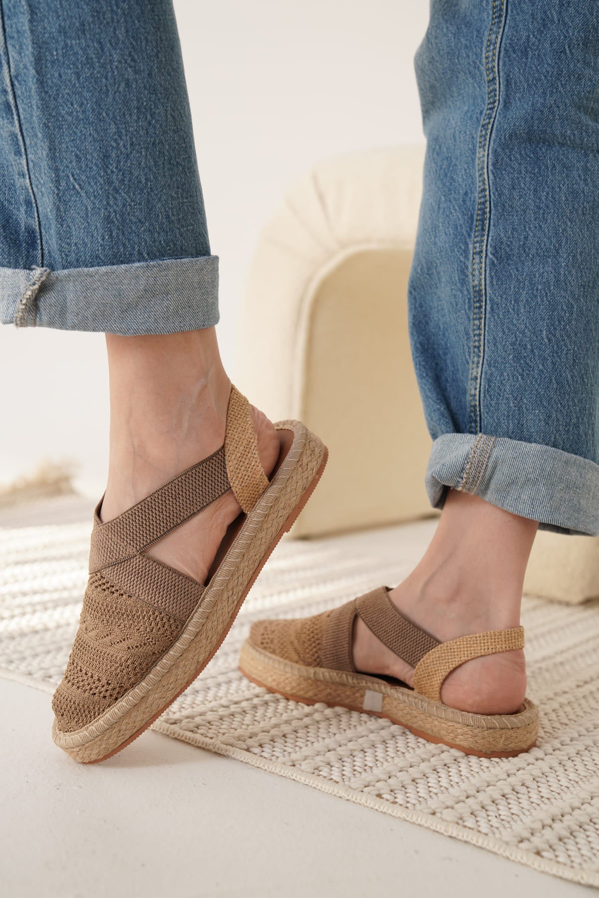 ESPADRİL - TRİKO SANDALET | KİLİM DESENLİ | ÖZEL ÜRETİM | HAVA ALABİLEN
