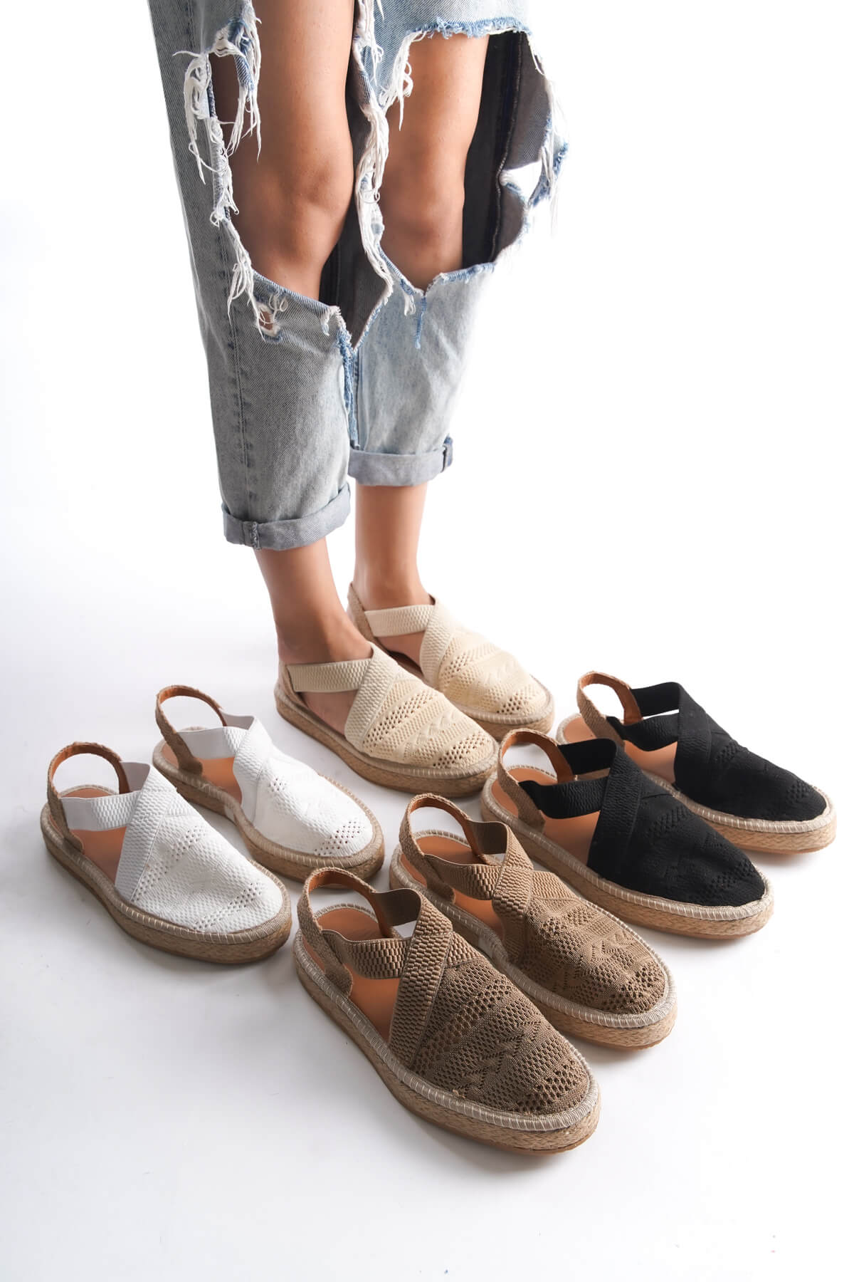 ESPADRİL - TRİKO SANDALET | KİLİM DESENLİ | ÖZEL ÜRETİM | HAVA ALABİLEN