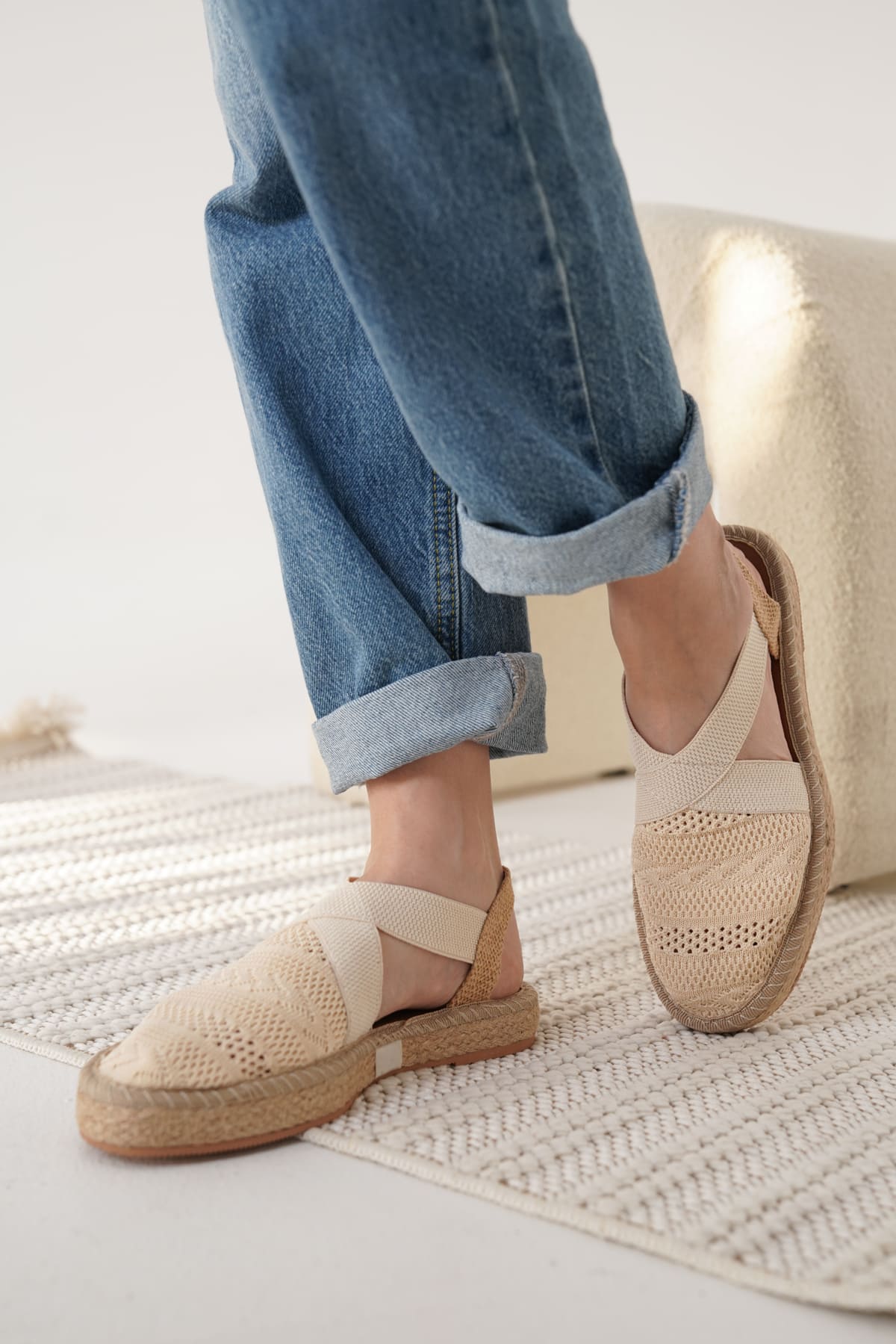 ESPADRİL - TRİKO SANDALET | KİLİM DESENLİ | ÖZEL ÜRETİM | HAVA ALABİLEN