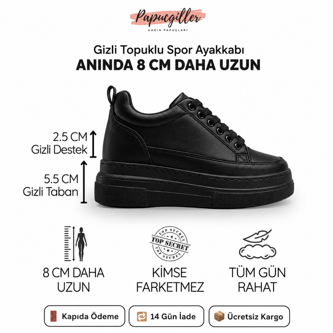 Siyah Gizli Topuklu Spor Ayakkabı