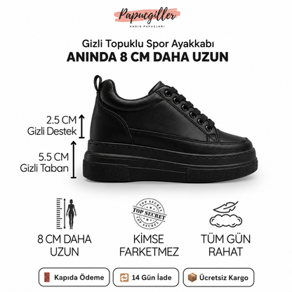 Siyah Gizli Topuklu Spor Ayakkabı