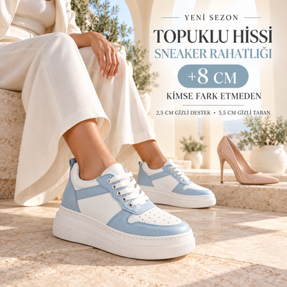 Rise: Buz Mavisi 8 cm Gizli Topuklu Kadın Spor Ayakkabı