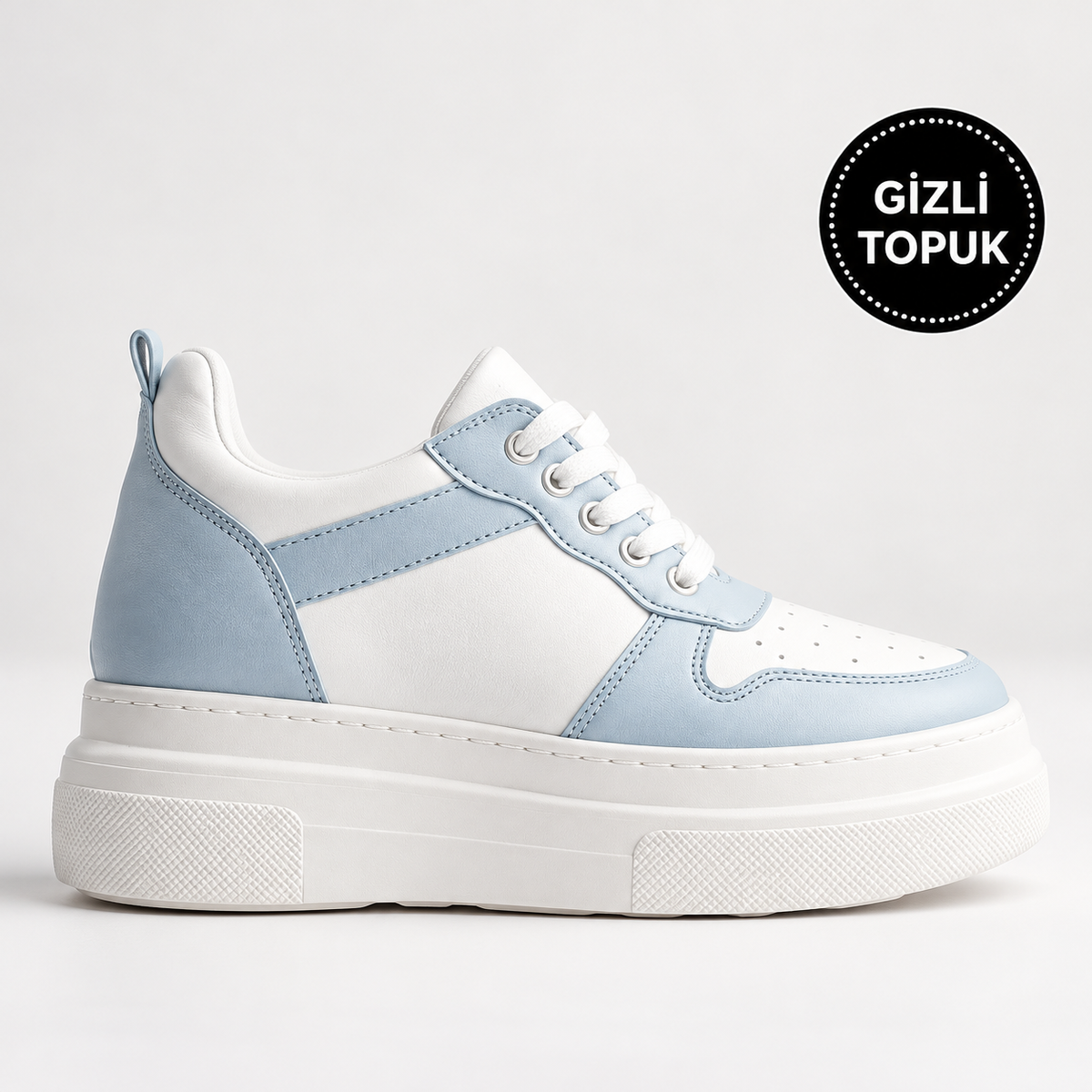 Rise: Buz Mavisi 8 cm Gizli Topuklu Kadın Spor Ayakkabı